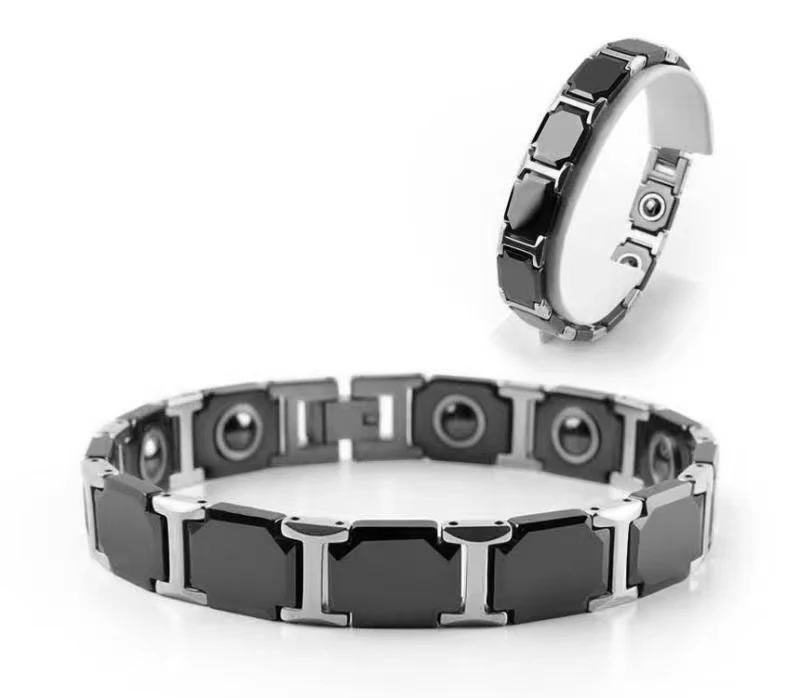 Good healthy bio energy bracelet 316L stainless steel ceramic hematite bracelet men jewelry