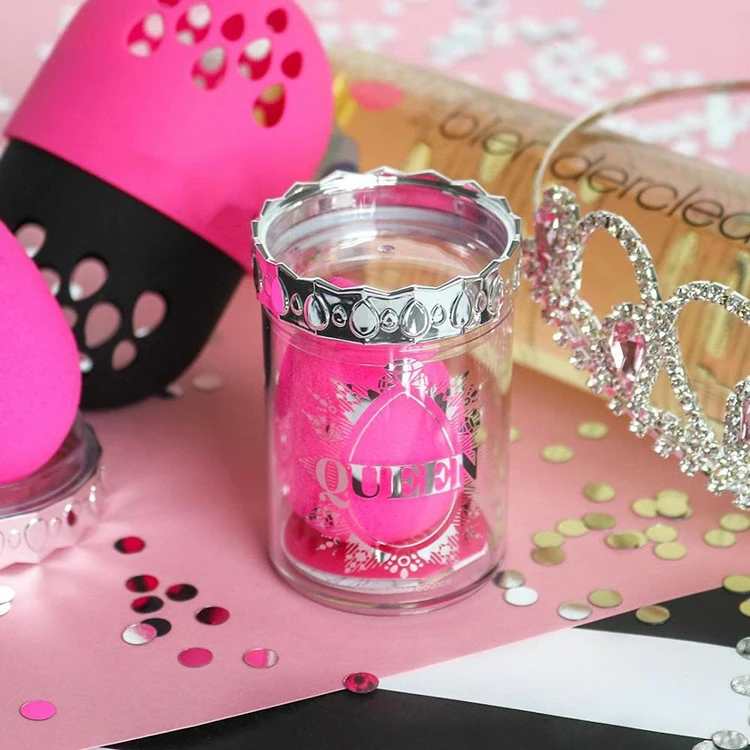 
Queen Cylinder Box Cosmetics Beauty Sponge Blender Latex-Free and Vegan Makeup Sponge - for Powder Cream or Liquid Application 