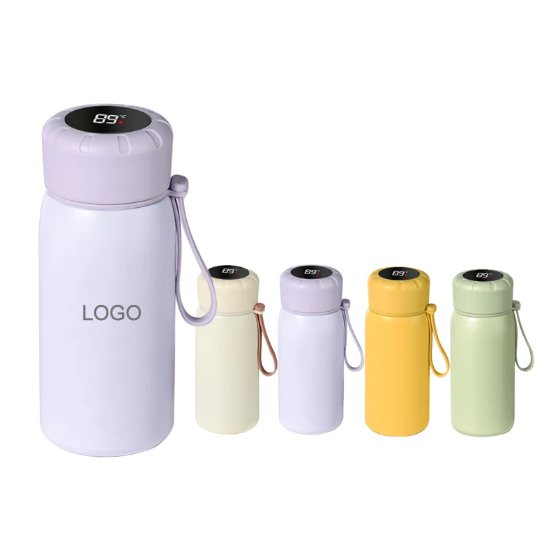 Beauchy 2025 Smart Water Bottles Student School 400Ml Stainless Steel Water Bottle With LED Display Lid