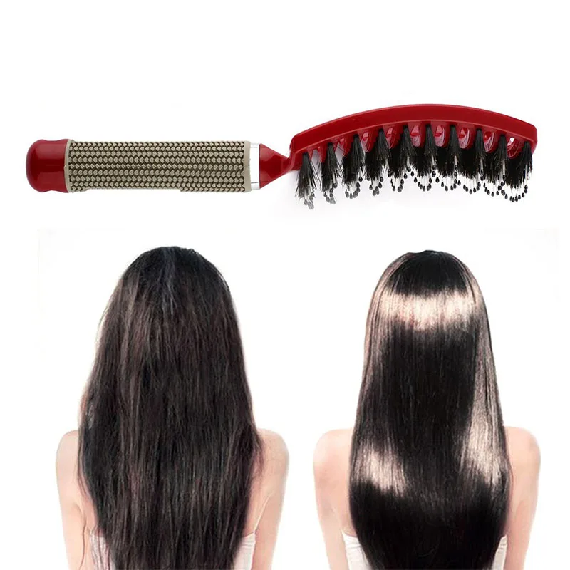 Salon Professional Bristle Plastic Hair Brush Massage Comb Anti Static Tangle For Long Scalp Massage Hair Brush