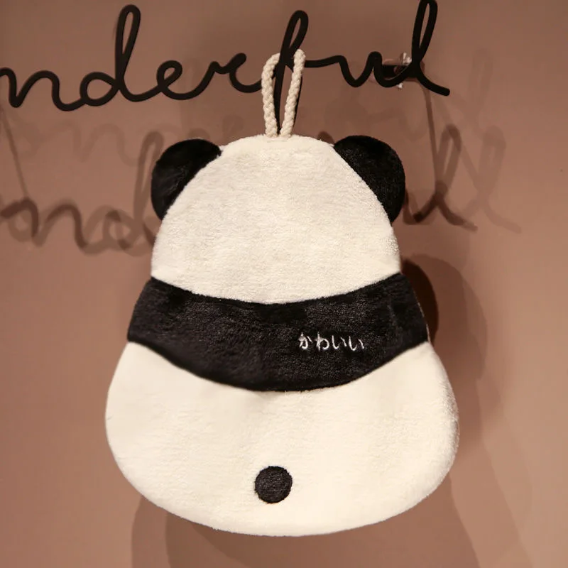 Cute Panda Shape Microfiber Wipe Hand Towels Quick-Dry Coral Fleece for Kitchen & Bathroom & Soft Absorbent for Promotional Gift