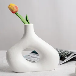 Ins simple frosted ceramic vase decoration living room porch creative dried flower vase decoration