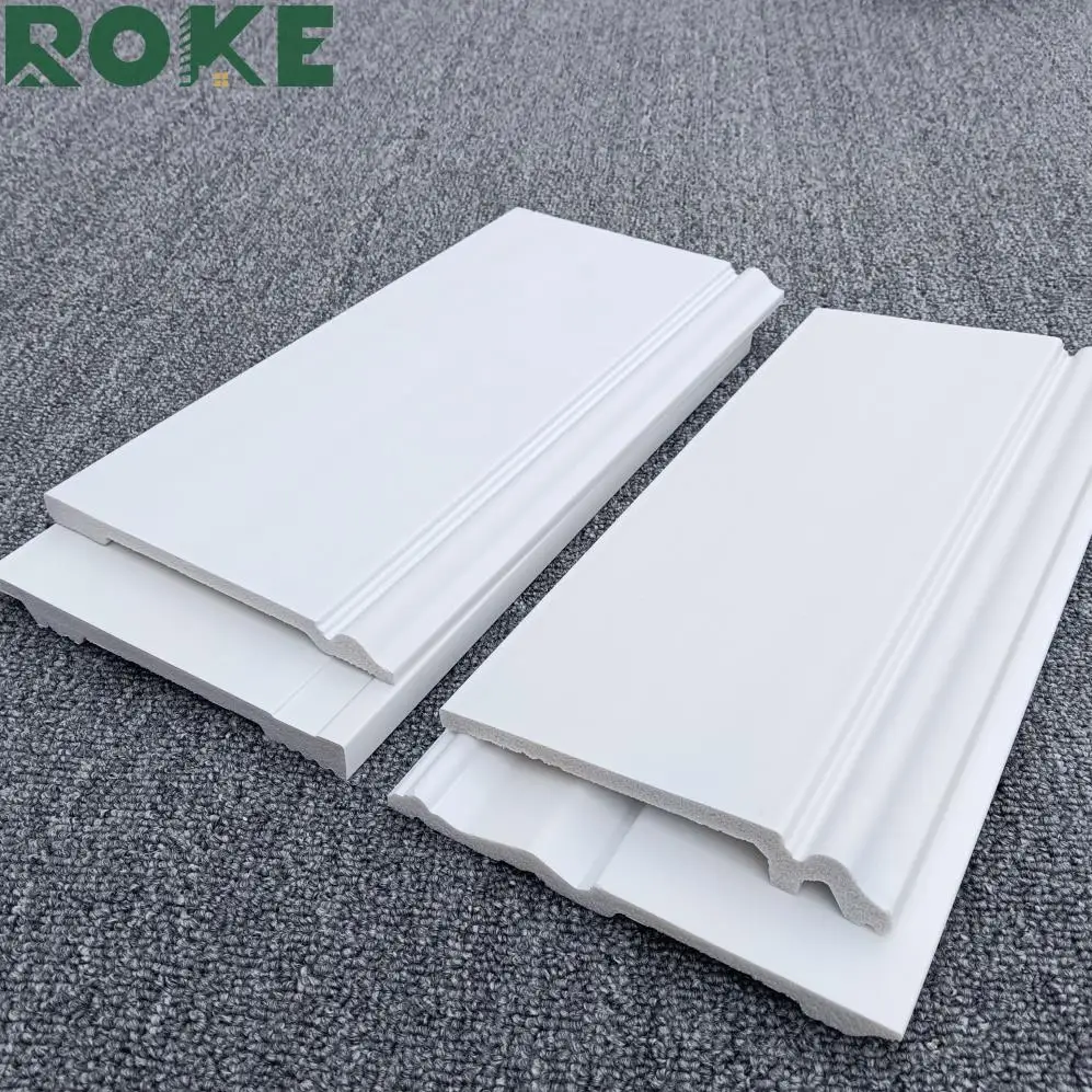 Factory OEM customizable factory ps waterproof white adhesive primed foam skirting bathroom plastic tile board