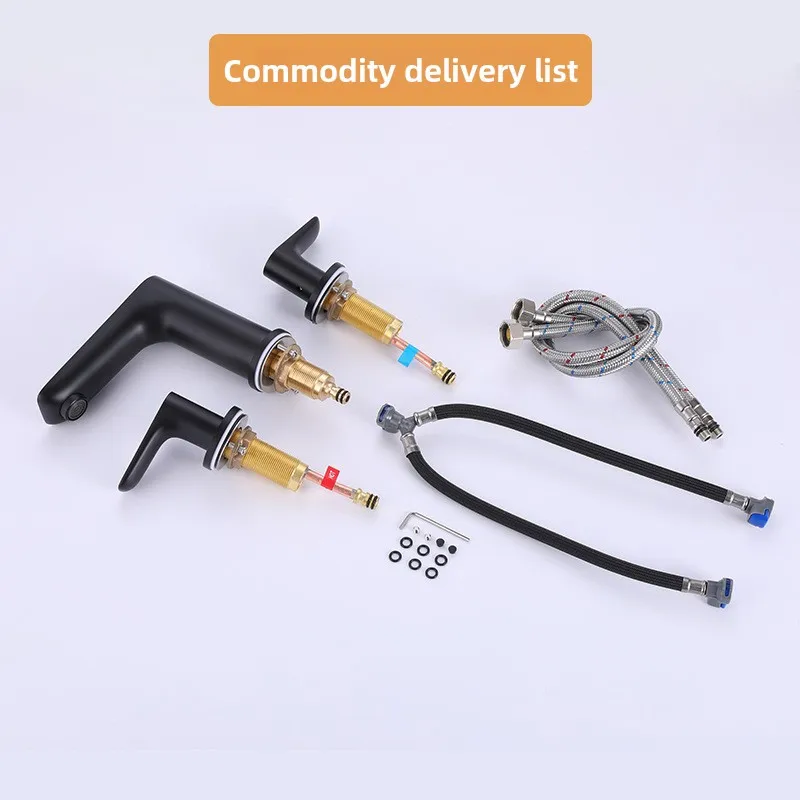 European Style Basin Bathroom Faucet Set Modern Black Separates Wine Shop Hotel Personalized Processing Three-Hole Configuration