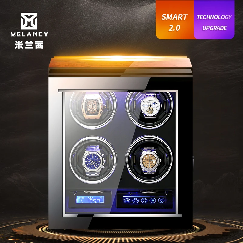 Luxury Wooden Gyroscope Modern Stand Gyro Orbit 6 Slots Automatic Rotating Motor Automatic Box Watch Winder