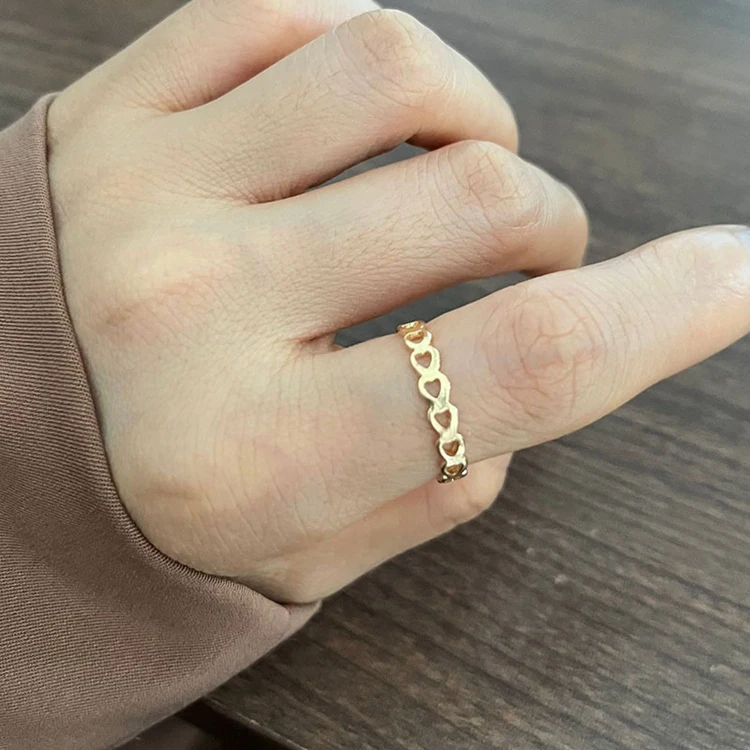LX-195 Wholesale Normcore Design Finger Jewelry Fashion Simple Woman Alloy Simple Hollow Heart Ring