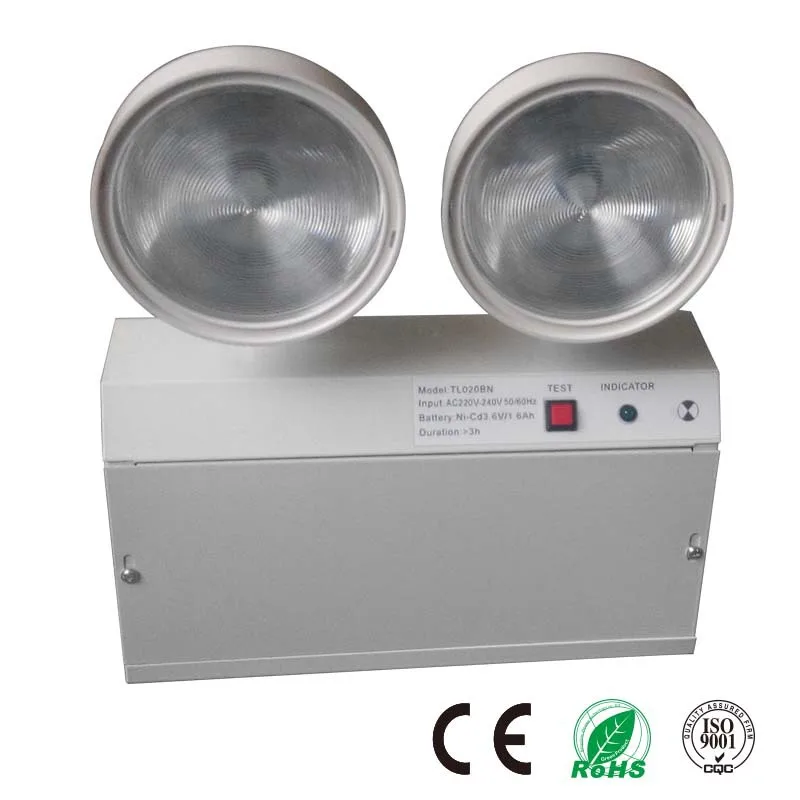 Factory non-maintained IP20 Steel Casing PS Diffuser LED Twin-spot Emergency Lamp 2X2.5W LED Rechargeable Light