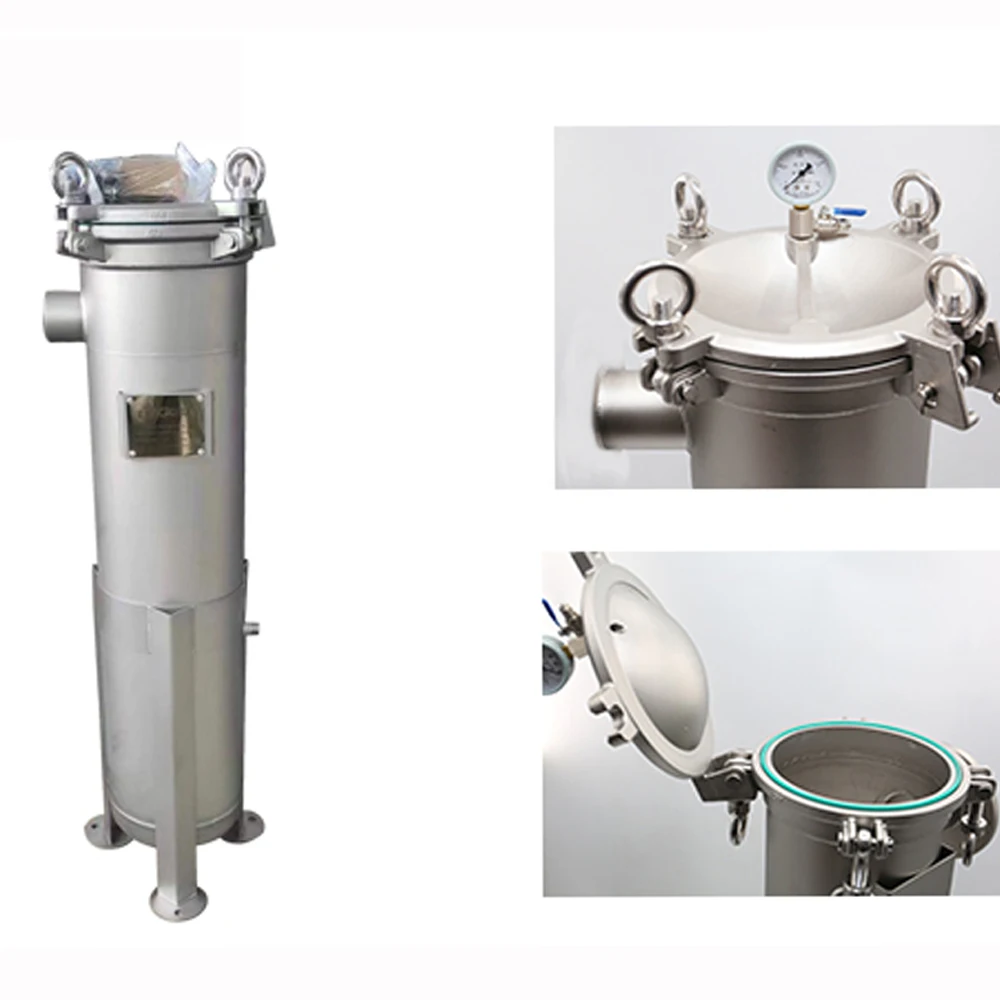 Water treatment stainless steel bag filter housing