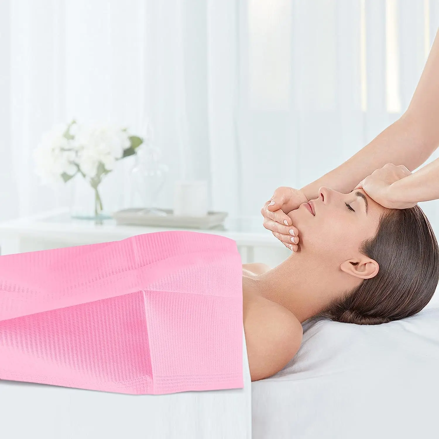 SJ Dental Bib Disposable Pink Towel Waterproof Patient Bibs 3 Ply Tattoo Paper Napkins for Dental Clinic Tattoo Feeding