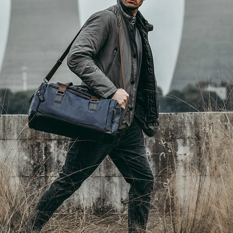 Leather Travel Pouch Waterproof Outdoor Overnight Weekender Bag Men PU Leather Duffle Bag Travel Bag