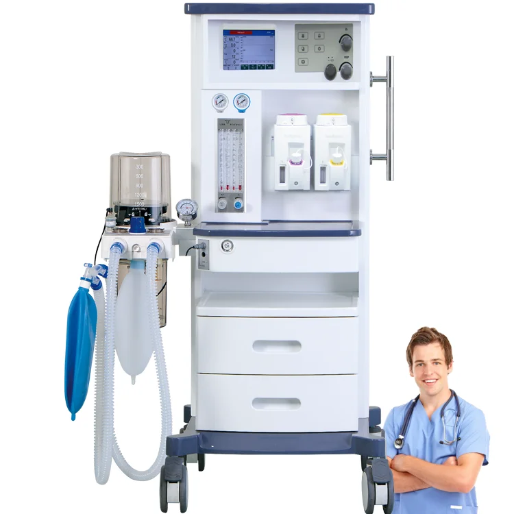 High Pressure Hoses Air/N2O/O2 Heated Servo-Controlled Humidifier Flow Meter Anaesthesia Machine