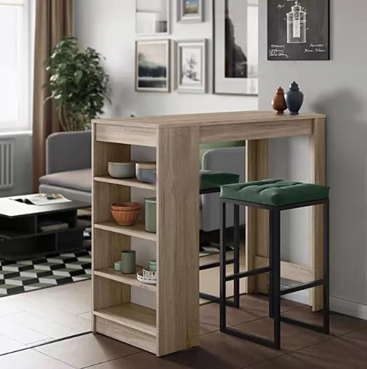 Wholesale Bar Convertible Tables Storage Wooden High Bar Table for Home Bar Counter