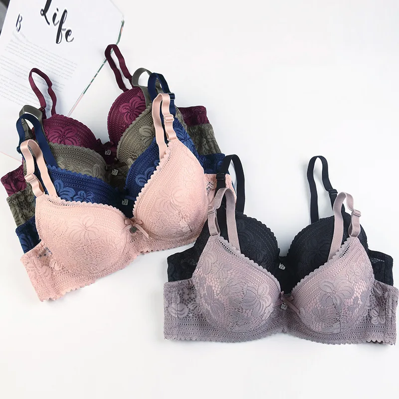 2022 Factory Price Daily Comfort Push Up Bra Beautiful Lace Embroidery High Quality Bra For Women