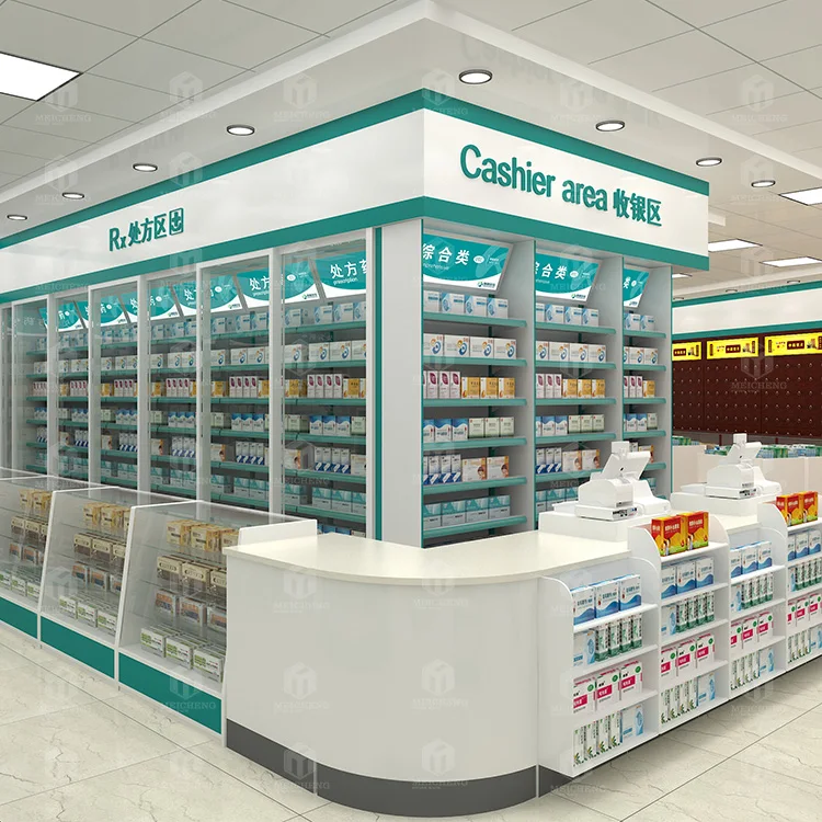 Meicheng Whole Store Layout Design Drugstore Pharmacy Medical Store Medical Stand Display Rack For Pharmacy