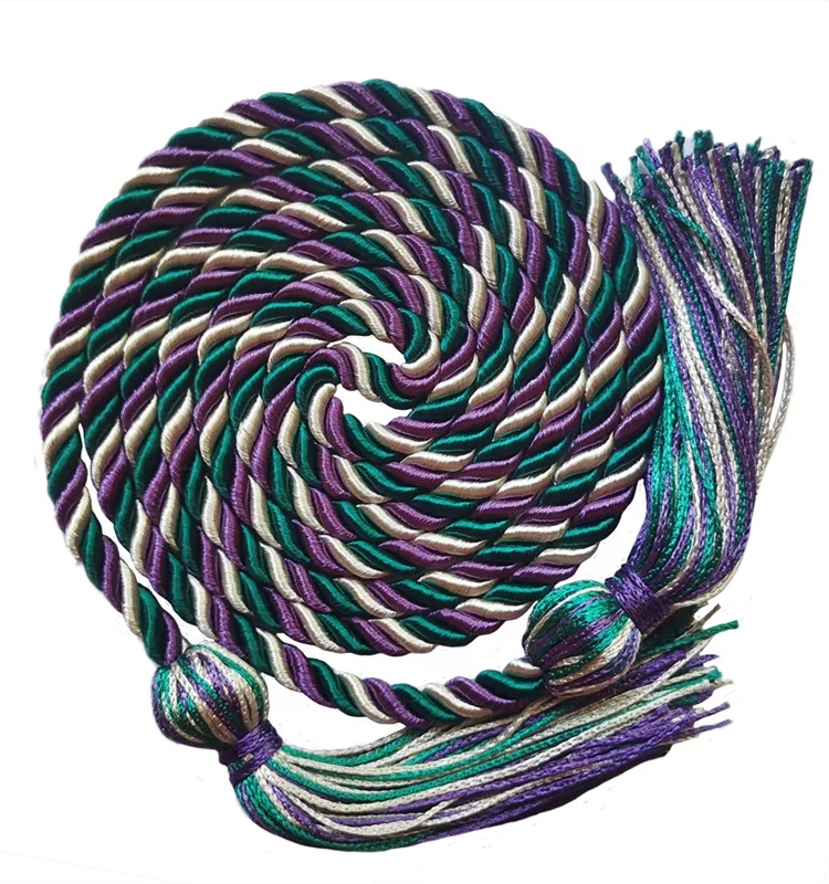 Purple/green/silver multicolor cords graduation honor cord graduation honor cords
