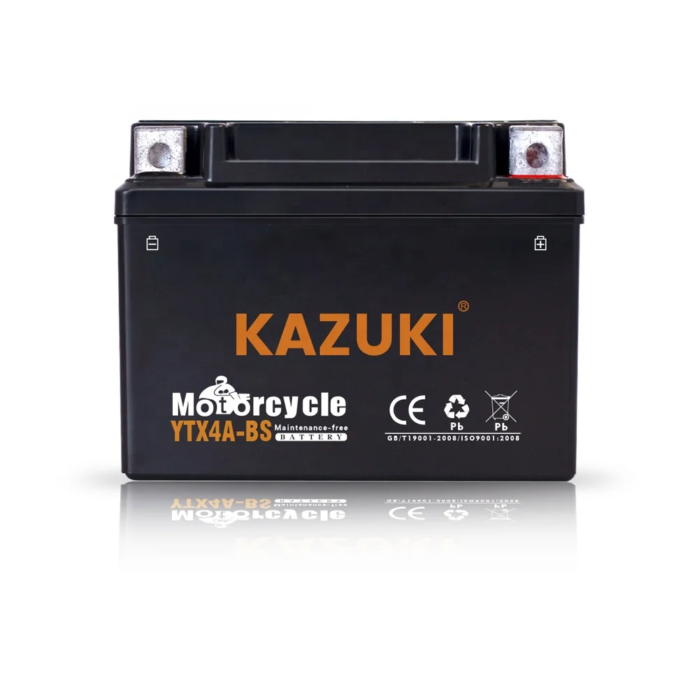 KAZUKI Wholesales Long Cycle Life Motorcycle accessories baterai sepeda motor12V4AH YTX4A Gel Motorcycle battery