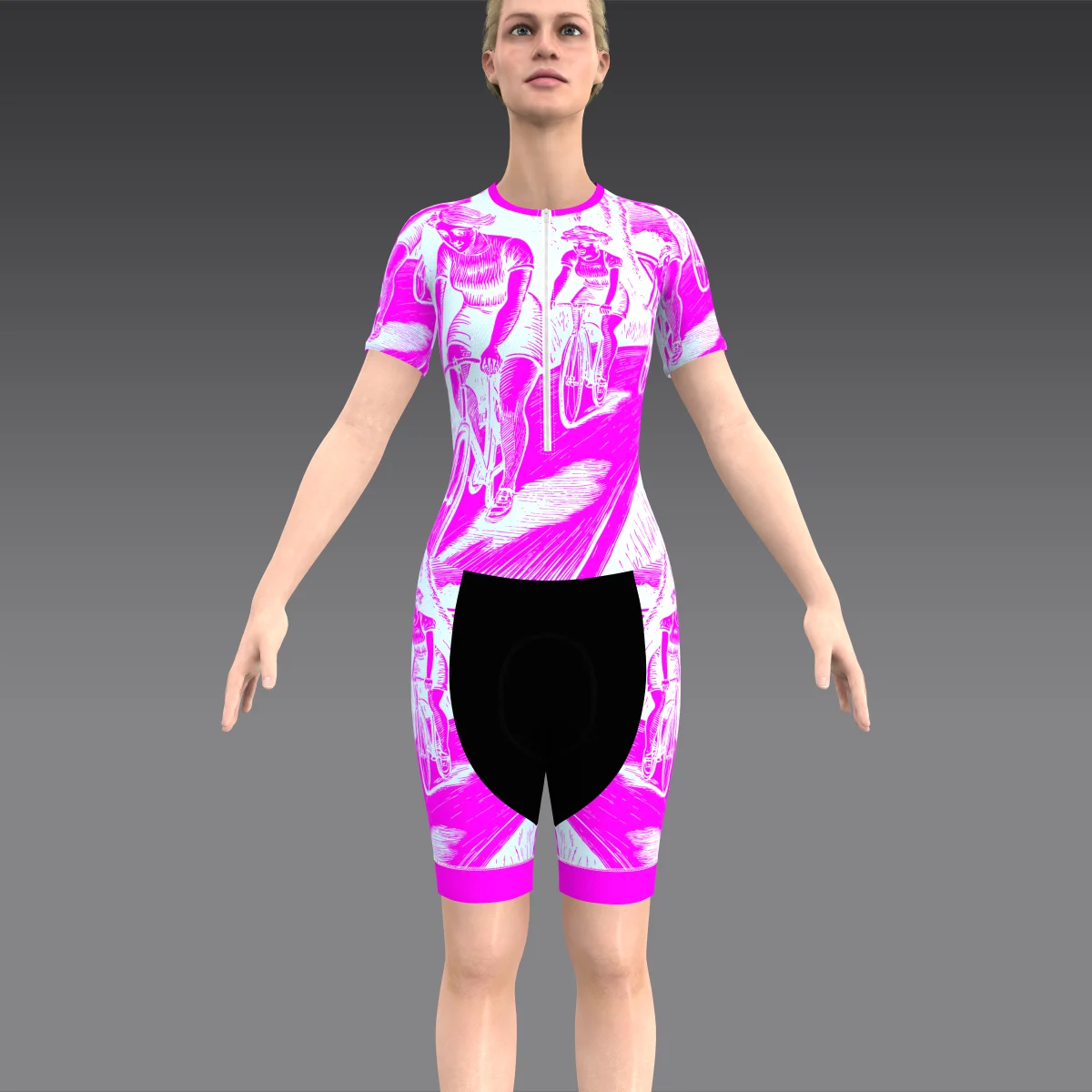 HIRBGOD Women Speed Tri Suit With Short Sleeve Speed Bicycle Set Aero fit suitable for Race Best 3D Pad Female Cycling One piece