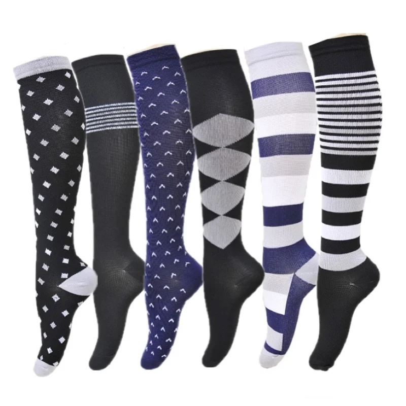 Unisex Compressed Pressure Athletic Socks 15-20 MmHg Graduated Golfs Tube Outdoor Socks Knee High Sport Nurse Compression Socks