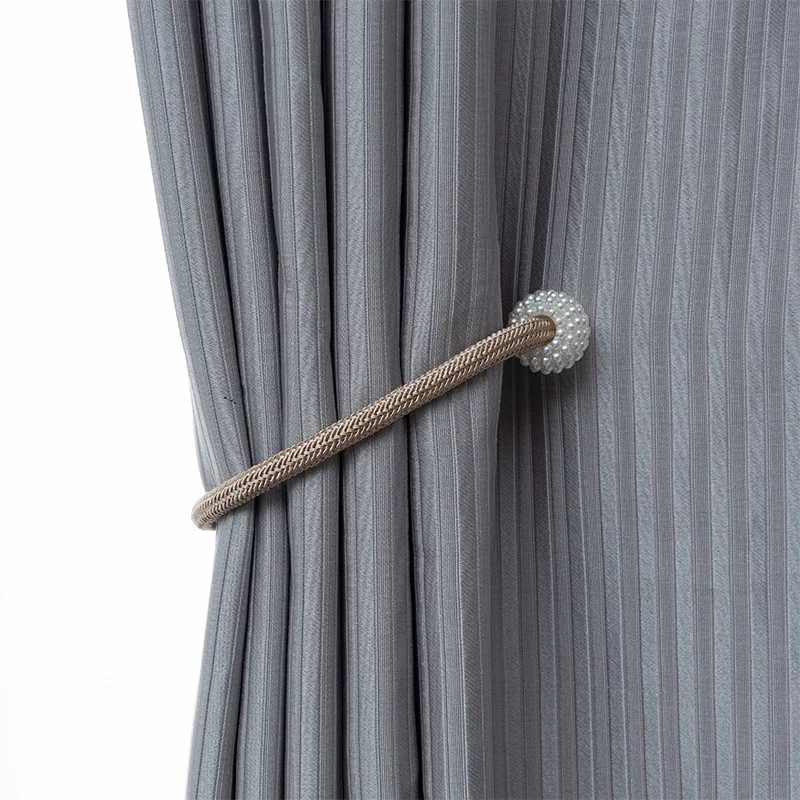 Cheap Window Treatments Retractable Stretch Pearl Curtain Fabric Clips Magnetic Curtain Straps