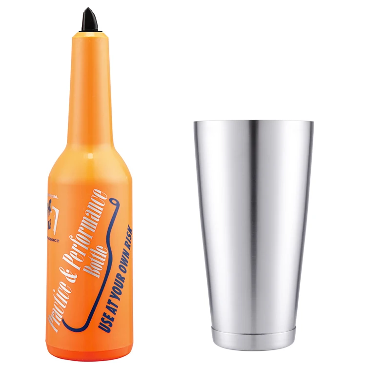 Colored Practice Bartender Bottle Stainless Steel Boston Cocktail Shaker Flair Bartender Practice Bottle