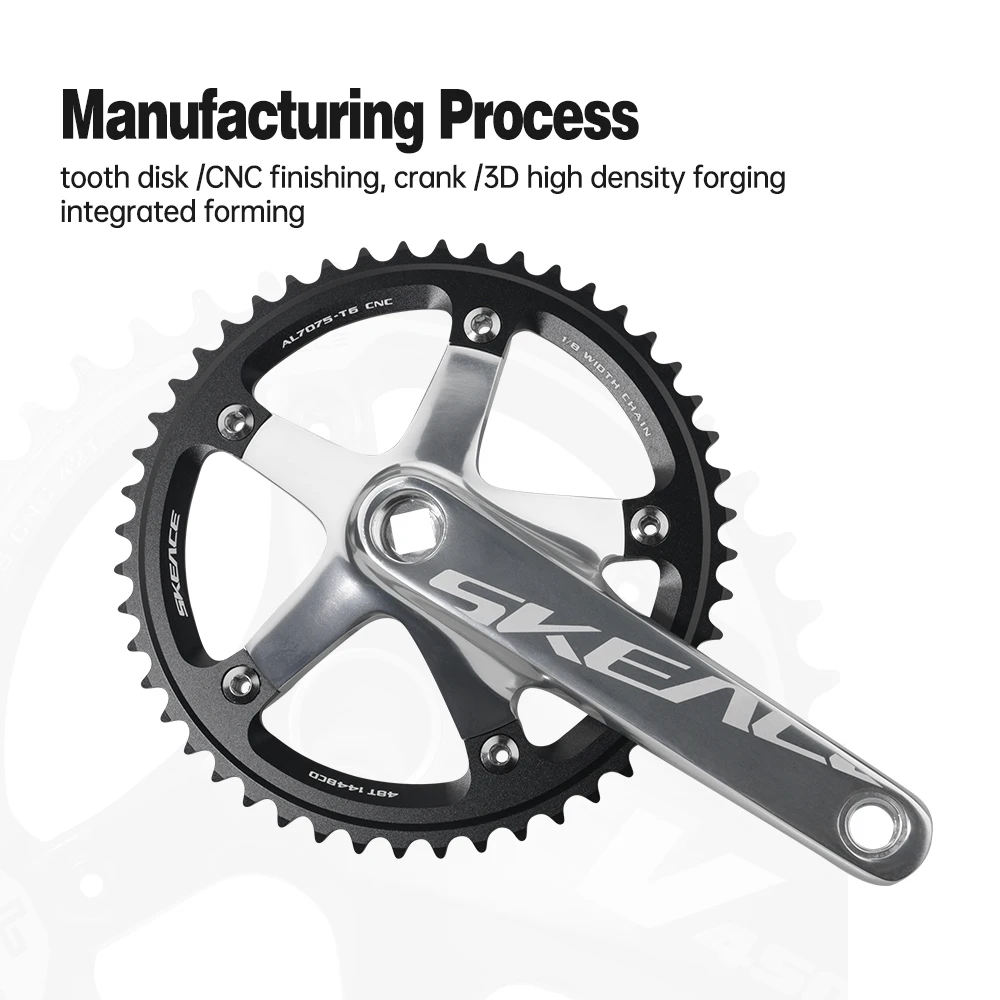 Aluminum Alloy A11-AS210 165mm/170mm Crankset Chain Wheel 144MMBCD 48T/49T Gear bike crank set with CNC Integrated Molding