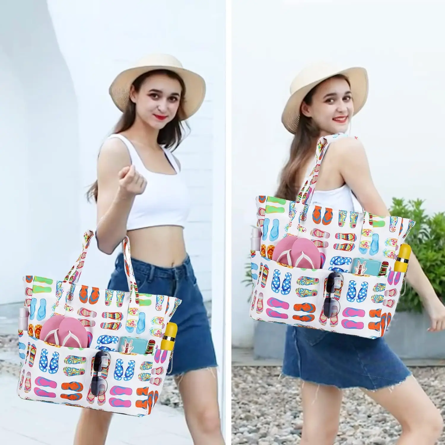 Waterproof Beach Tote Pool Bags for Women Extra Large Gym Tote Carry Bag With Wet Compartment for Weekend Travel