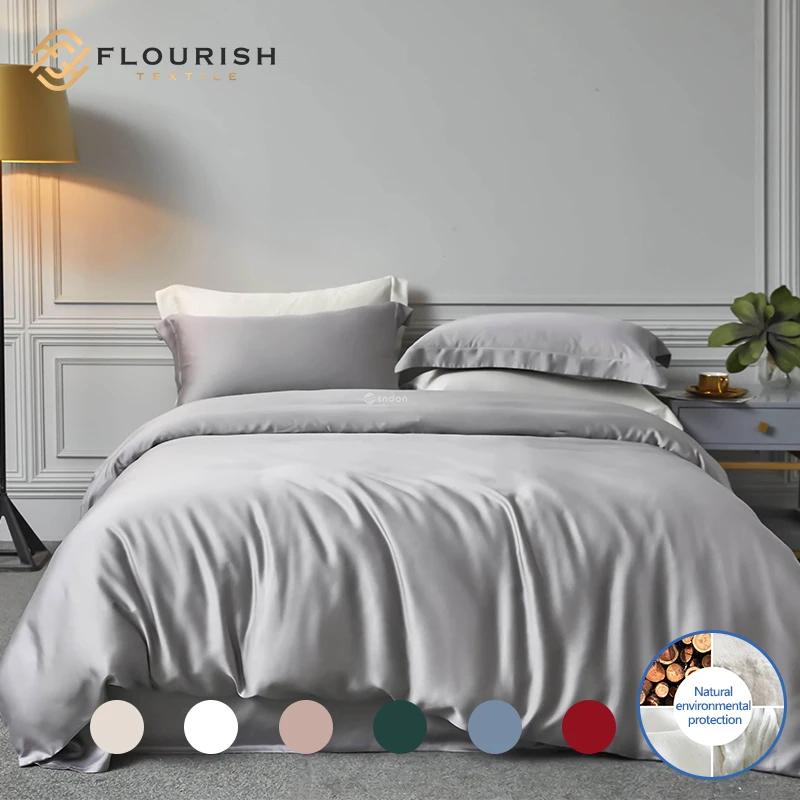 Flourish Wholesale tencel 300TC G100 60s*60s 200*100 1/4 bedsheet bedding set duvet cover bedding sheet bed sheet set