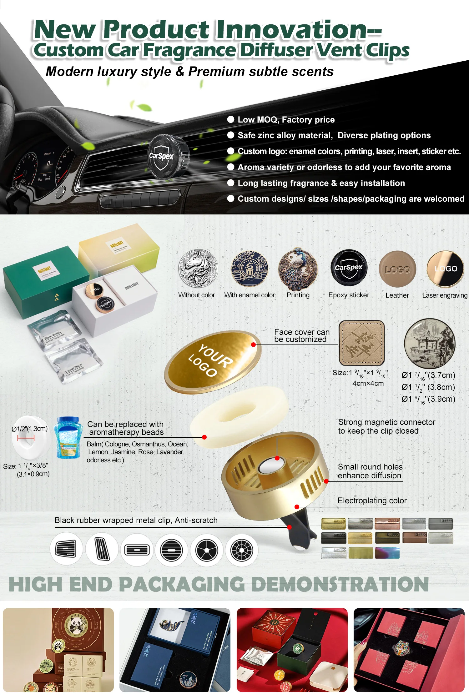 Innovative Long-lasting Car Fragrance Diffuser Vent Clips Easy Installation Custom Air Freshener Vent Clip Automotive Use New