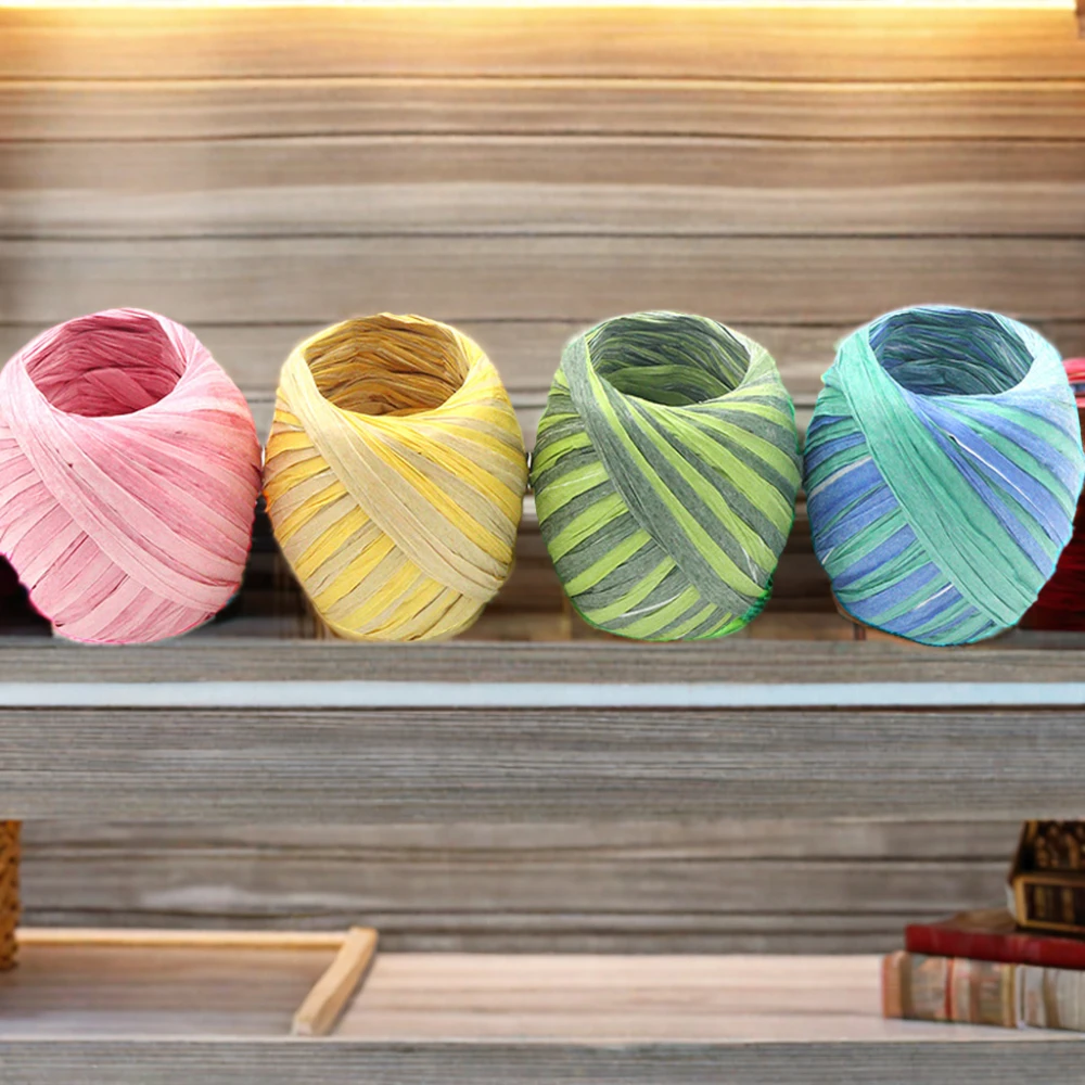KILINE Natural Raffia Paper Ribbon for Home Decor DIY Crafts and Florist Decoration Raffia Yarn