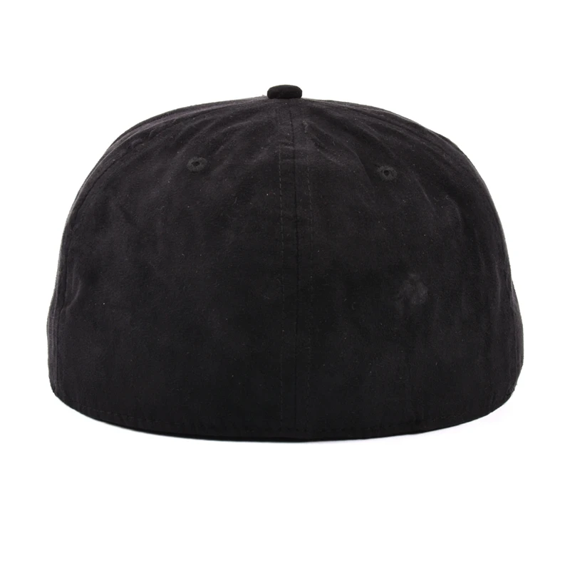 Custom suede 3d embroidery flat cap fitted snapback hat