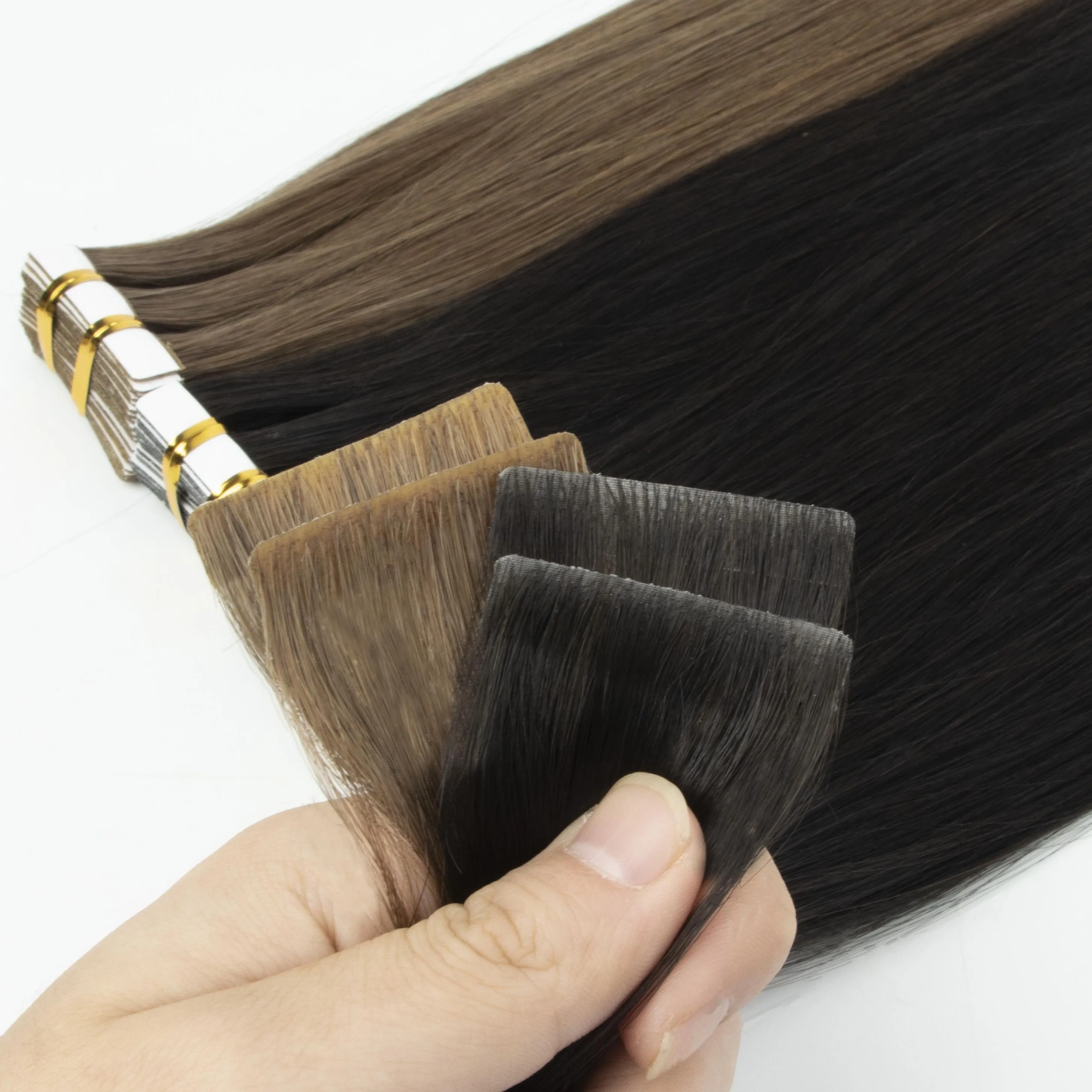 Injected invisible Tape Hair Extensions, 100% Human Virgin Cuticle Aligned Invisible Tape Hair Extension