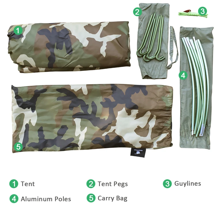 GEER TOP Tent Camouflage Outdoor 1 Single Person Tent Aluminum Pole Ultralight Weight Professional Hiking Camping Solo Tent