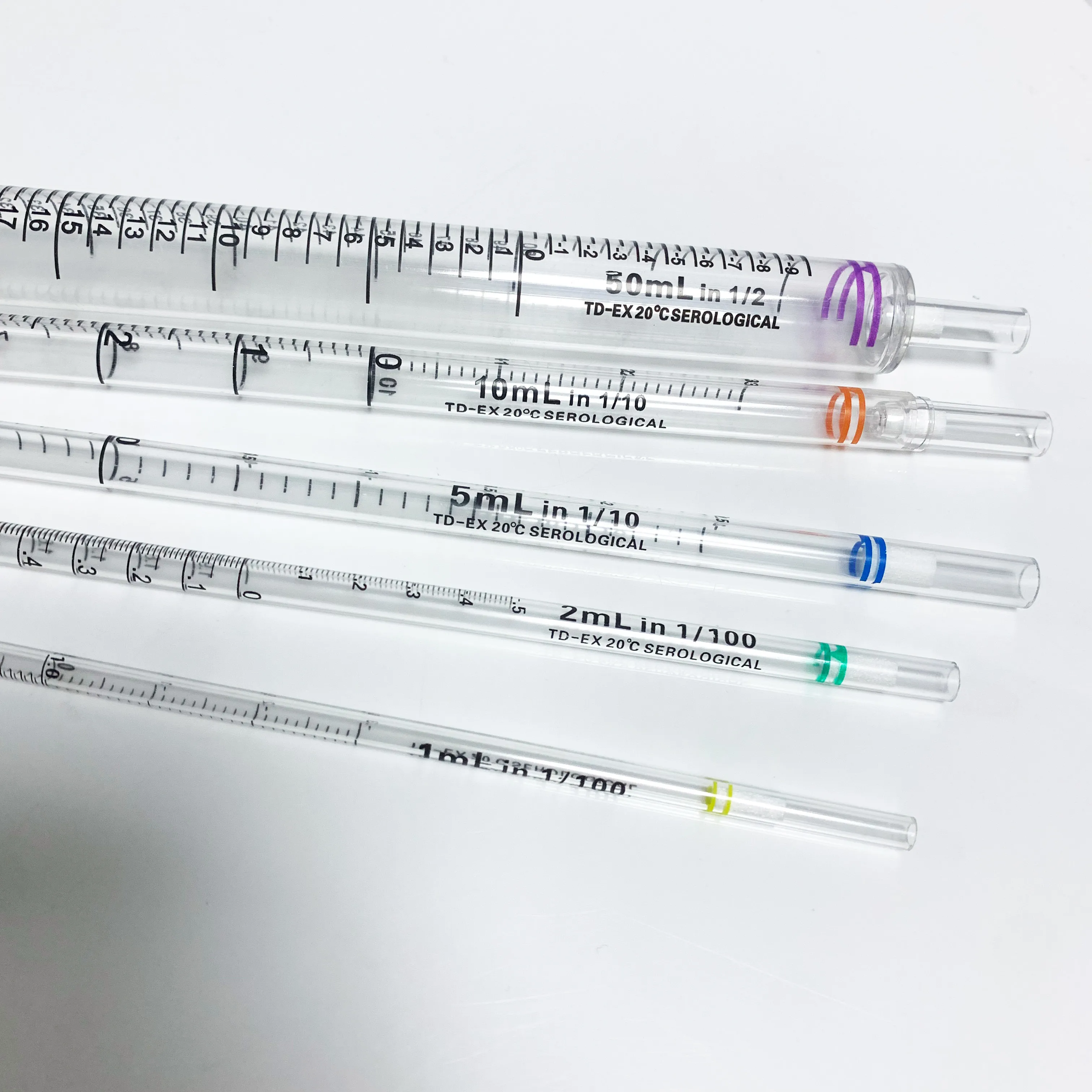 TC processing 1ml, 2ml, 5ml, 10ml, 25ml, 50ml clear PS high quality serological pipettes