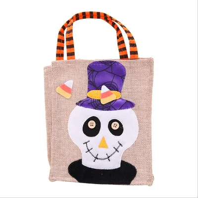 
2020 Hot Selling Halloween Burlap Trick Or Treat Candy Tote Bags Kids Gift Party Favors 