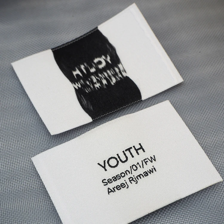 High Quality Clothing Customized Black Satin Woven Label Wholesale Brand Garment Accessories Custom Woven For All Clothing Label