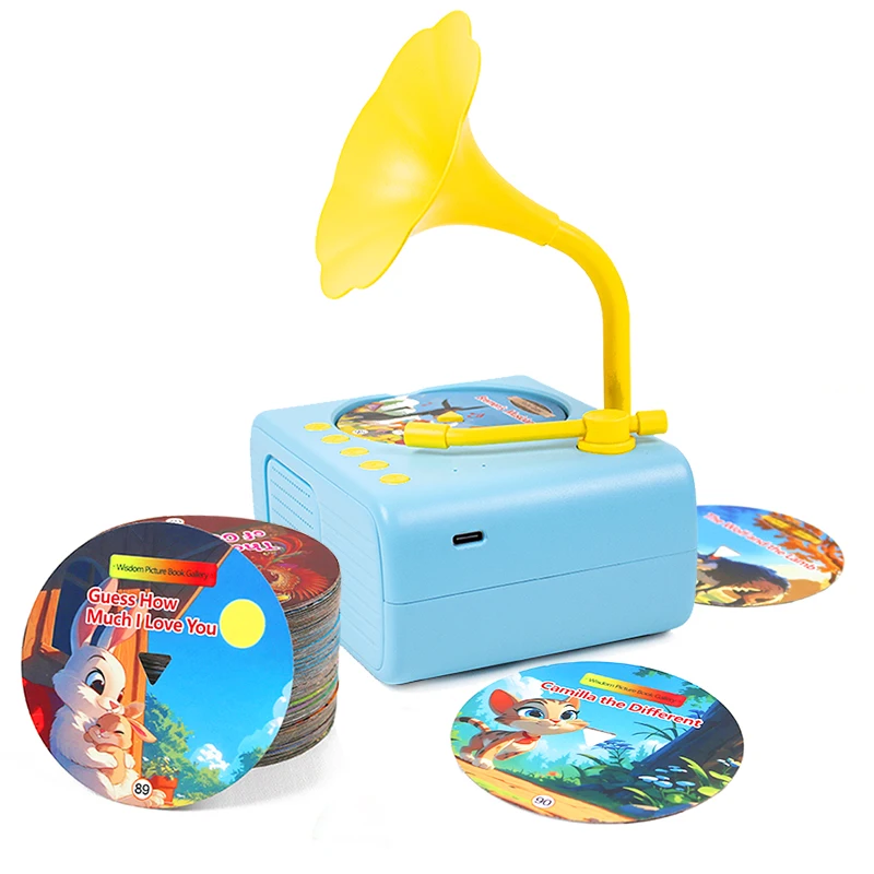 Preschool Machine Learning Machine Story Teller Children Gramophone Toy Kids Phonograph 96 Round Card