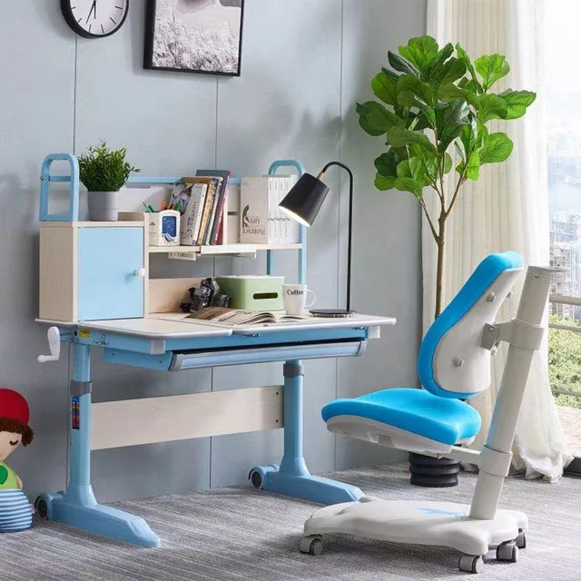 Top Natural Rubber Wood Children Desk Study Table and Wing Back