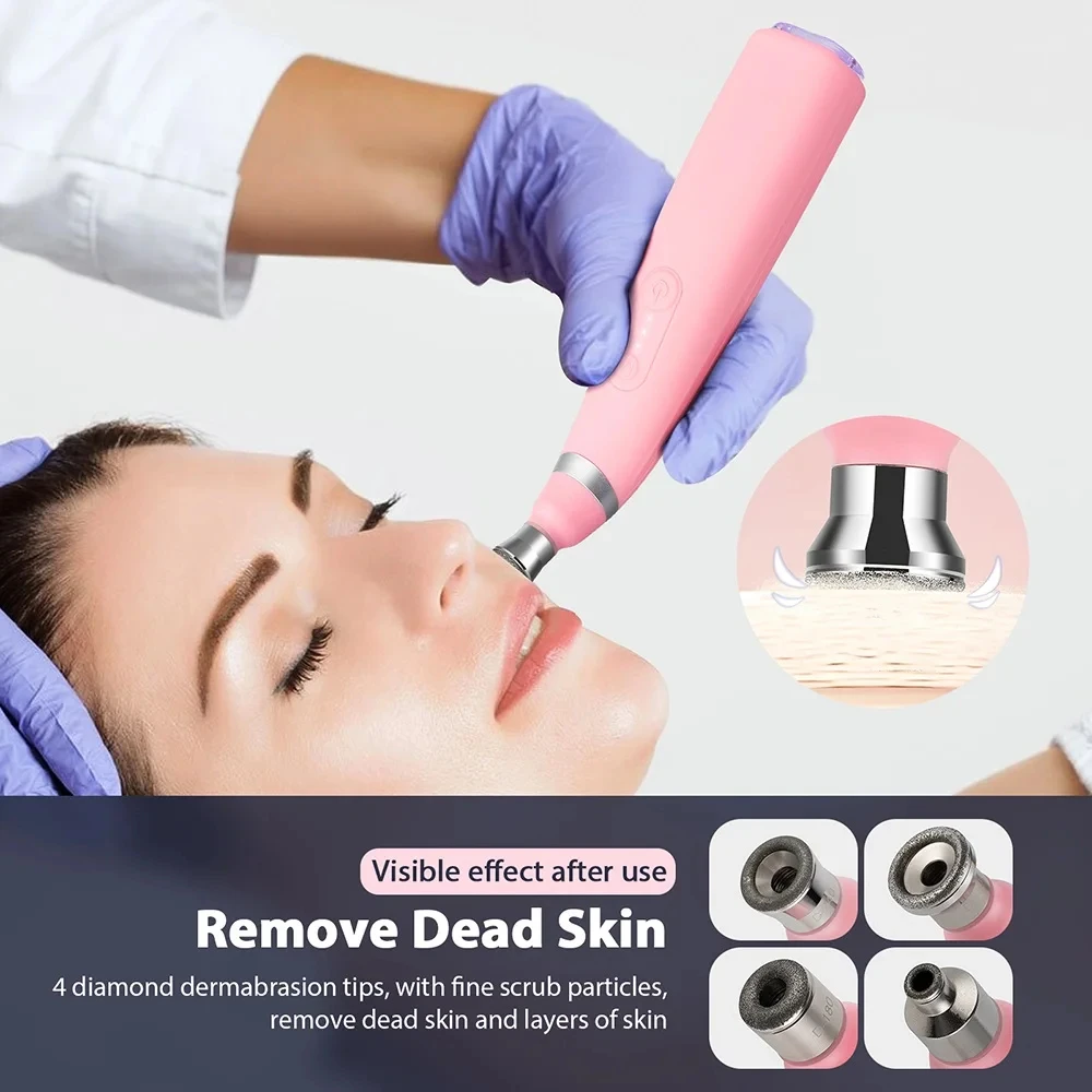 Portable 8 Tips deep facial and diamond peel machine IPX7 Waterproof aqua peel machine  3 Gear  diamond glow machine for facial