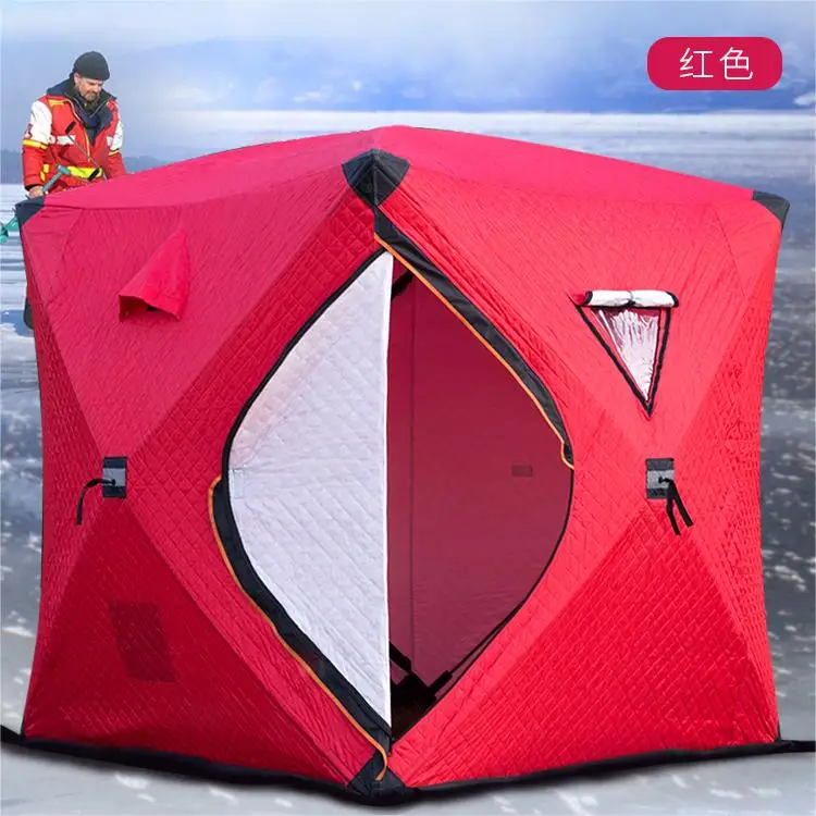 Insulated Pop-Up Ice Fishing Tent Mobile Cube Design for Outdoor Use Mobile pop-up ice fishing tent