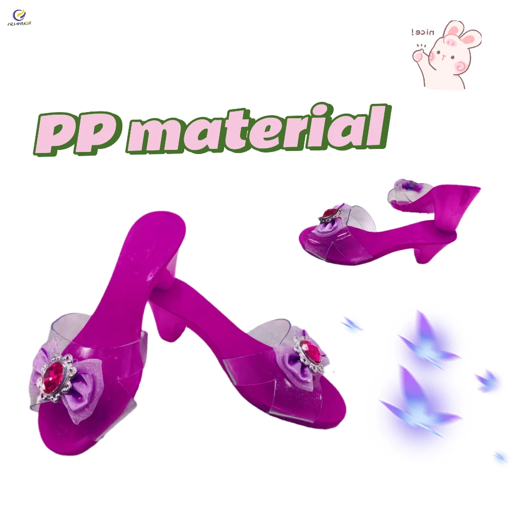 Фабричная оптовая цена имитация принцессы на высоких каблуках пластиковая игра нарядная обувь с кристаллами игрушки для детей