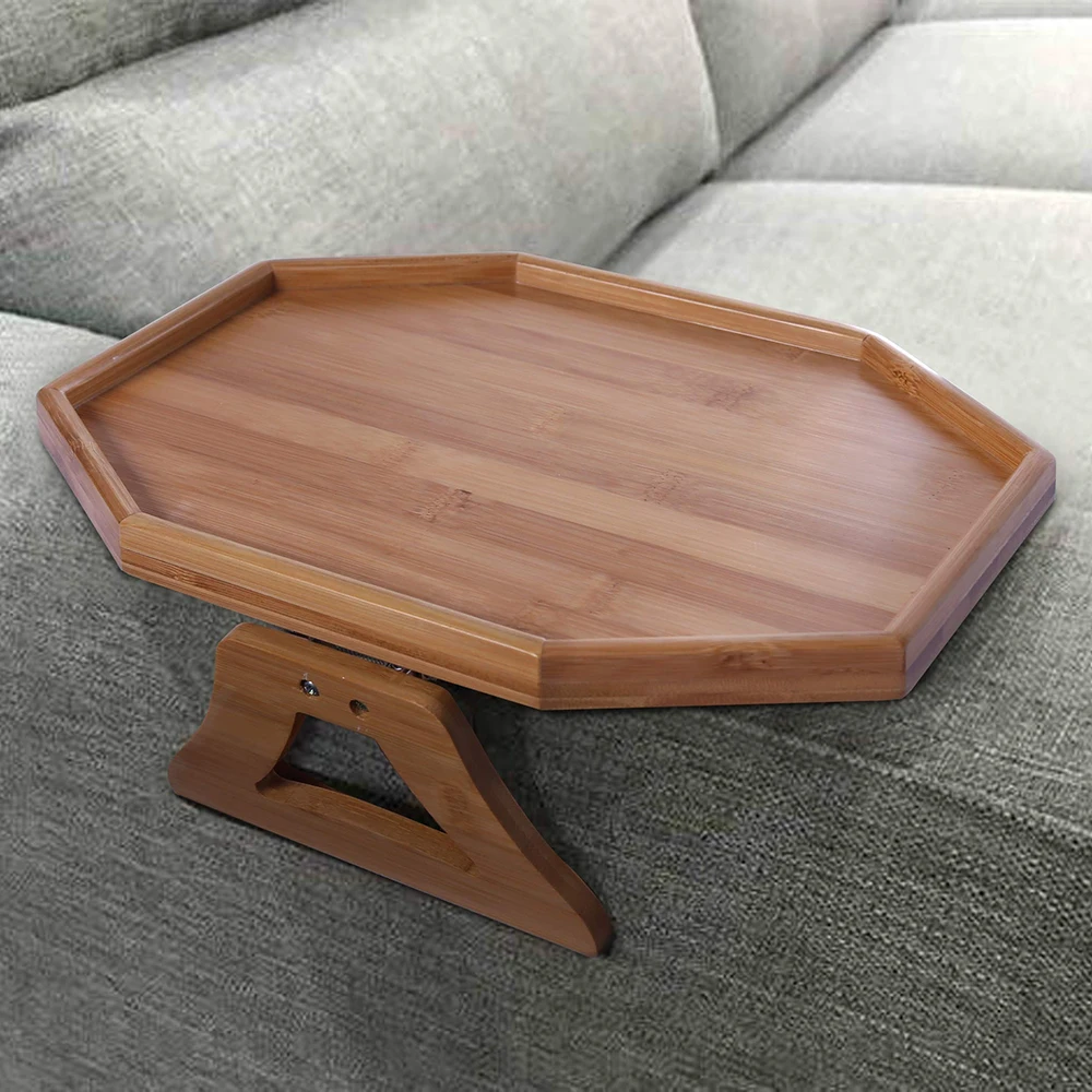 Bamboo Wood Clip On Tray Sofa Table for Wide Couches, Couch Arm Tray Table, Side Tables