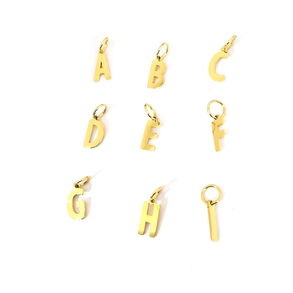 joyeria acero inoxidable  18k gold plated initial letter charm alphabet initial necklace DIY jewelry