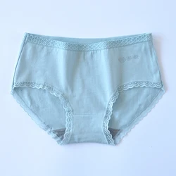 1021#Wholesale fashion Women Mid Waist stitch panty Knitting Briefs Soft Breathable Underwear lace cotton Panties