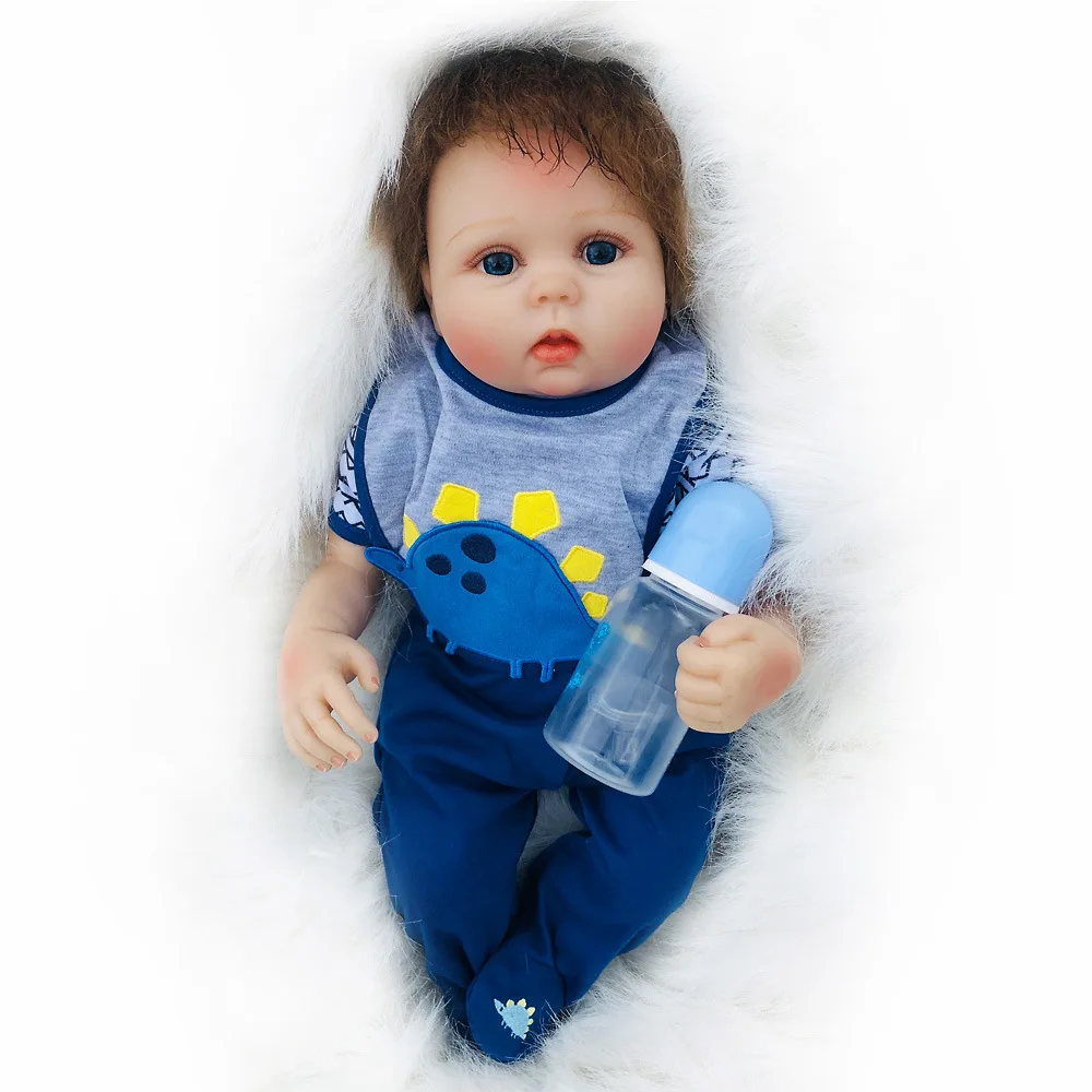 Style 22 Inch Reborn Baby Doll Soft Silicone Touch Real Cosplay Gray Rat Boy with Rooted Mohair Baby Doll New Desi