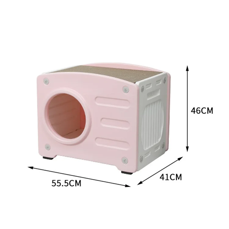 New Pet Cat Nest Thickened Food Grade Plastic Small Pet Luxury Cat House With Removable Scratch Board Indoor Cat House