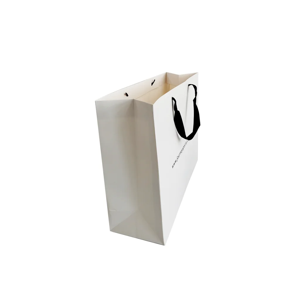 Custom Printed Your Own Logo Shopping Paper Bag With Ribbon Handles Craft Paper Bags For Boutique Gift Jewelry
