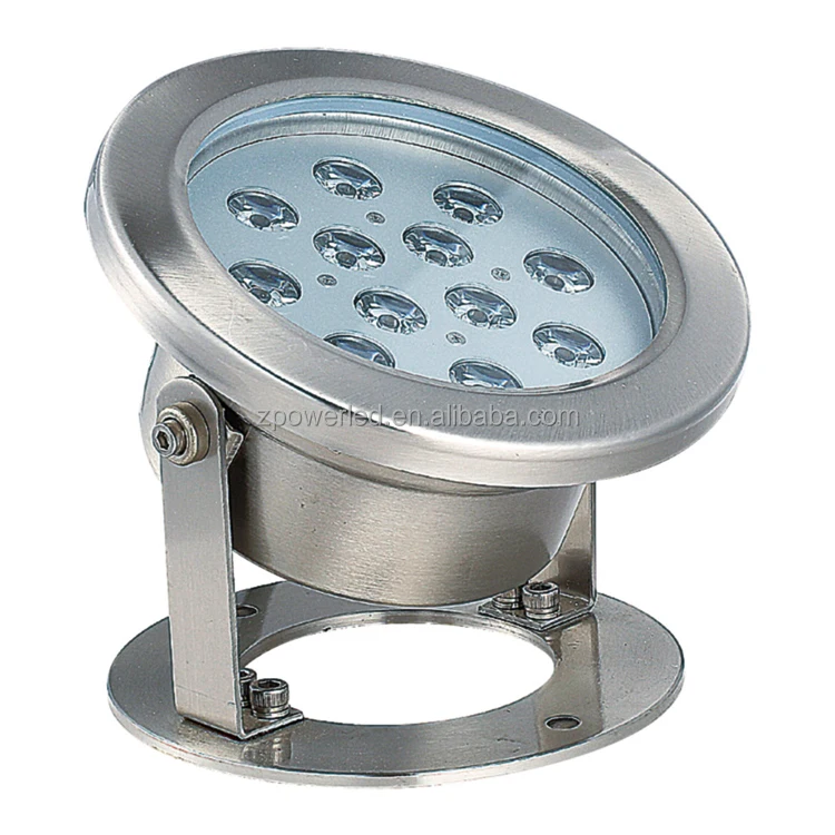 Outdoor Waterproof IP68 Polished Stainless Steel 12W DMX RGB Underwater Pool LED Fountain Light