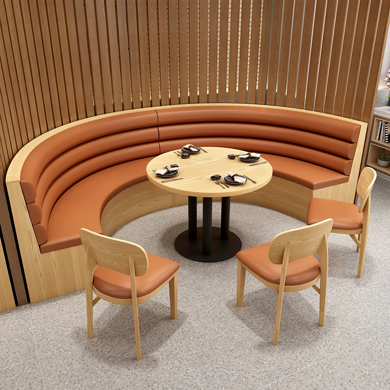 Dining Tables And Chairs Restaurant Sofa Sets Commercial Canteen Furniture Modern Restaurant Fast Food Wood Booth Seating