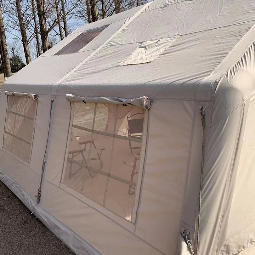 Glamping Canvas Inflatable Outdoor Camping, Customized Luxury Waterproof Polyester Air Family Tent