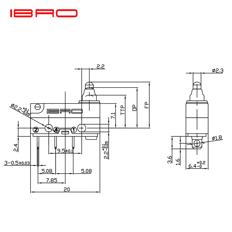  Водостойкий микропереключатель IBAO серии черный Spdt 16 А 24 в пост. Тока 5E4 T125 kw3
